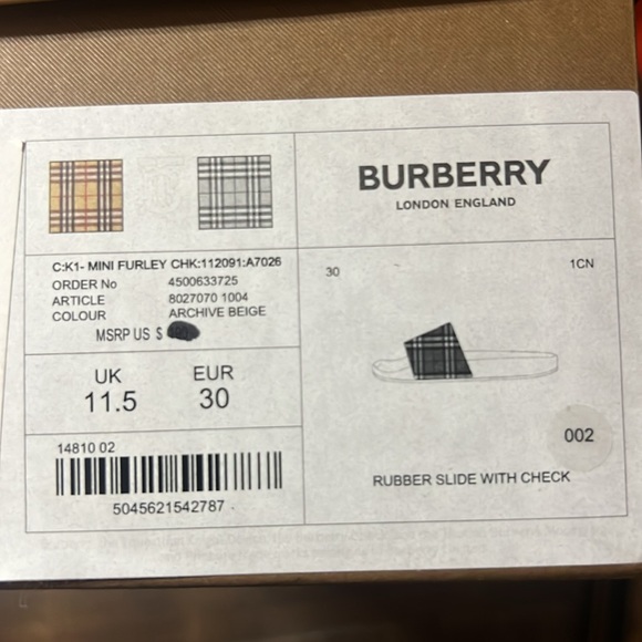 Burberry Kids Vintage Nova Check Slides - Picture 9 of 9